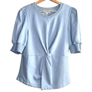 Entro Baby Blue Puff Sleeve Twist Front Top | Medium